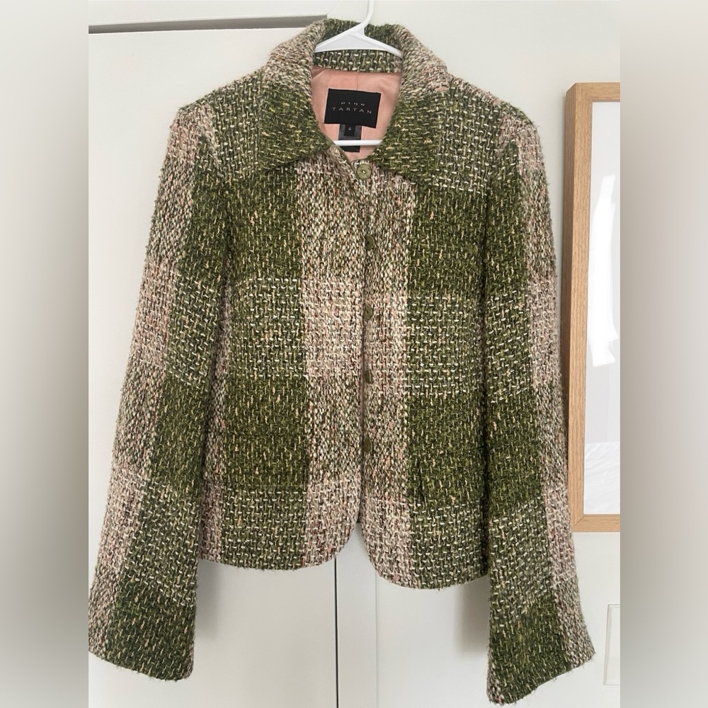Pink Tartan Green and Light Pink Checkered Blazer